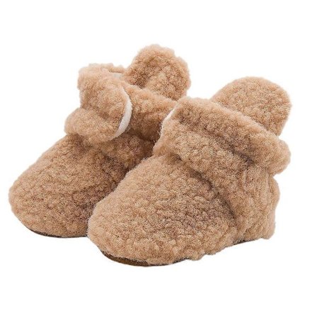 Baby Bomuldssko til Vintervarme 2 Par Khaki Plys Prewalker