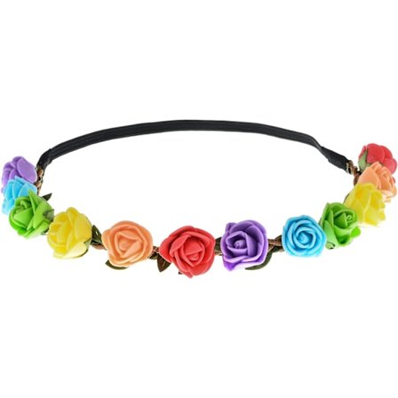 Bohemisk Ros Blomsterkrans Hårband Brud Bröllop Hårkrans Diadem Huvudbonad