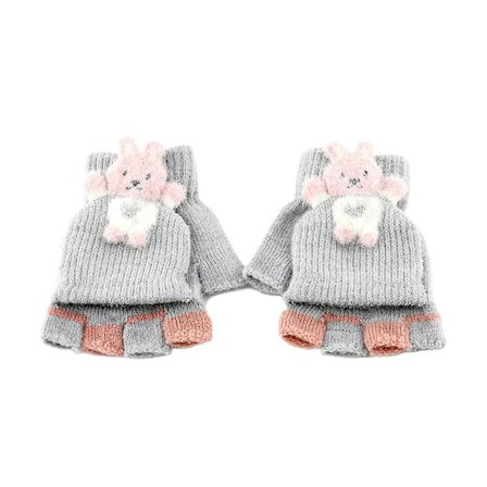 Strikkede hansker Vinter plysj halvfinger votter med flip topp barnehansker