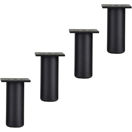 X4 Møbelben, Justerbare Sofastøtteben, Metall Seng/TV-skap Ben, Slitasjebestandig, med Skruer, Svart 10cm