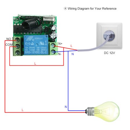 433MHz DC12V 1CH Trådløs Fjernbetjeningskontakt med 2 stk. 433MHz Sender Fjernbetjeninger til Husholdningsapparater, Elektronisk Lås, Garage