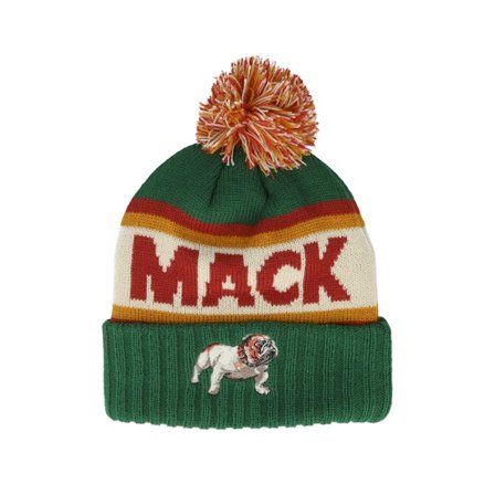 American Needle - Vert pom Bonnet - Mack Trucks Pillow Line Knit Gold Ivory Pom @ Hatstore