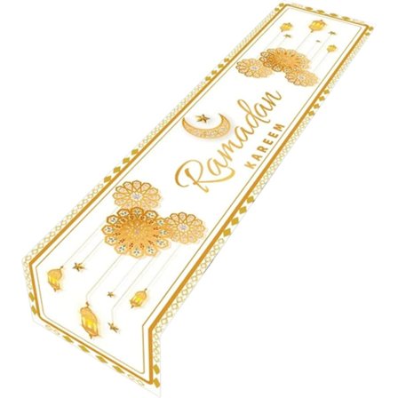 Dugløber Eid Mubaraks Måne Stjerne Dækkeserviet Ramadans Dekoration 2024 Eid Fest Bordpynt Islamisk-33x183 cm