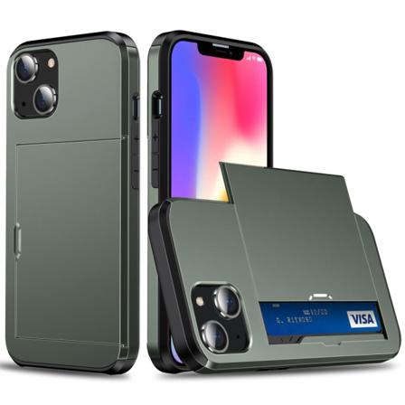 SKALO iPhone 14 Armor Cover kortholder - Grøn Green