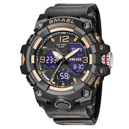 Smael Watch Sport Militär Klockor Vattentät 50m Stoppur Led Light Week Display Armbandsur 8008 Quartz Watches Herr Digital