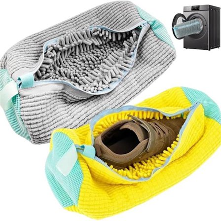 2-pak Sko Vaskepose, Vaskepose med lynlås, Genanvendelig Vasketaske til Sko – 360° Fuld Dækkende Rengøring, til Vaskemaskine og Tørretumbler