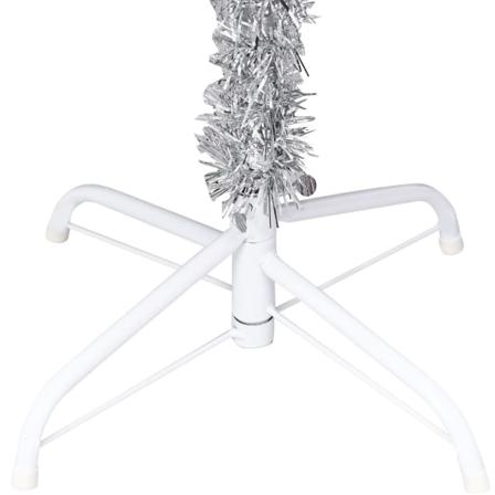 Vidaxl Plastgran Med Led Och Julgranskulor Silver 120 Cm Pet Silver