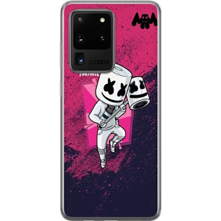 Yhteensopiva Puhelinkuori Samsung Galaxy S20 Ultra Fortnite Marshmello hahmo valkea puku vaaleanpunainen taustakuva Fortnite DJ pelisuunnittelu suosit