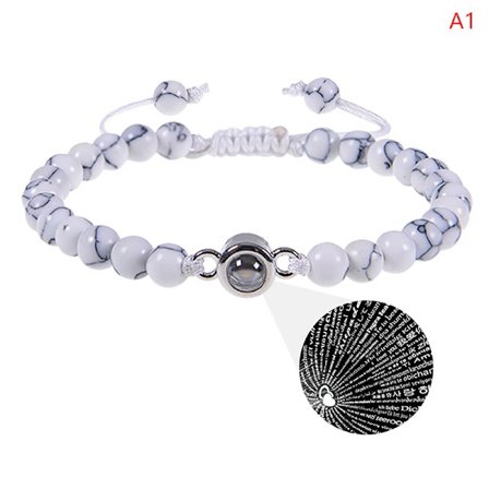 "Jag älskar dig" Armband med personlig fotoprojektion Vit