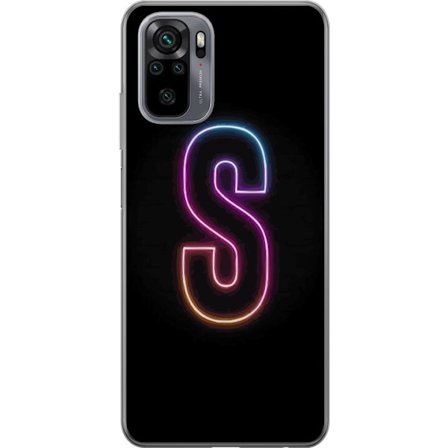 Yhteensopiva Puhelinkuori Xiaomi Xiaomi Redmi Note 10 Neonkirjain S kirkkaissa pinkissä ja sinisissä sävyissä tummaa taustaa vasten, siisti kirjai