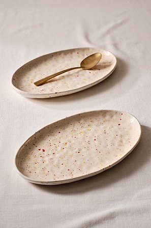 Jotex - Tallerken Oval 2-pak Beige/multi - SPRINKLE - Køb Tallerkener hos Jotex