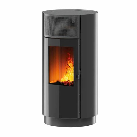 Stufa a pellet Girolami Round 14 13 kW ad aria WiFi - Nero