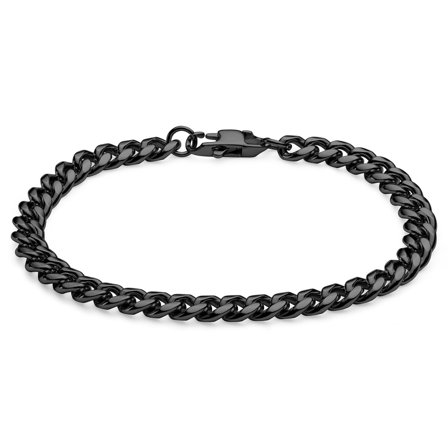 6 mm Zwarte Ketting Armband voor mannen - Stalen armbanden