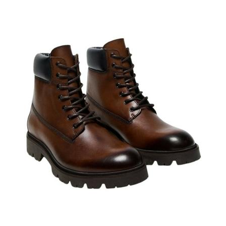 Mango Lace-up läderstövlar brun, Herr Stövlar, Herr, Storlek: 39 EU