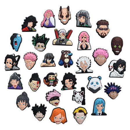 30 stk. Cartoon bløde gummiclogs Blomster PVC bløde gummisko spænder