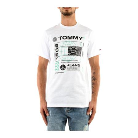 Tommy Jeans, Dm 0Dm 12392 T-shirt Wit, Heren, Maat:L