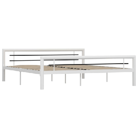 Vidaxl Sängram Vit Och Svart Metall 180x200 Cm Vit