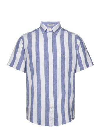 Reg Cotton Linen Stripe Ss Shirt Blue GANT