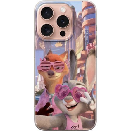 Yhteensopiva Puhelinkuori Apple Apple iPhone 16 Pro Animoituja eläimiä aurinkoisessa kaupunkiympäristössä, joilla on pinkit aurinkolasit ja posit