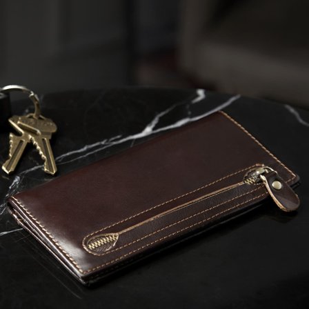 Portefeuille en cuir RFID marron châtaigne pour hommes - Portefeuilles