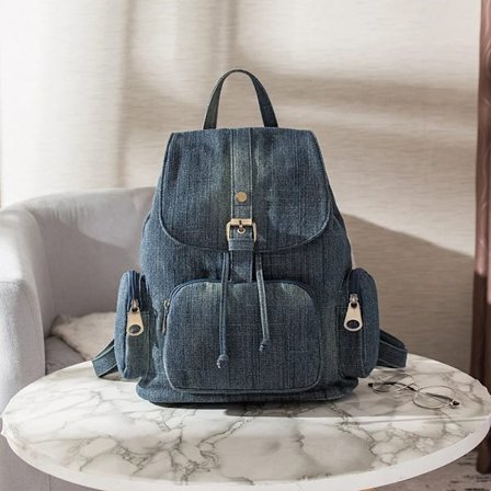 Liten ryggsäck i denim för tonårsflickor, ny mode reseaxelväska, skolryggsäckar för kvinnor, Mochila-väska, blå~07589