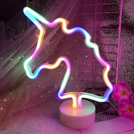 Unicorn LED-lampa Färgglad Enhörningslampa Neonskylt Batteri- eller USB-driven Enhörningslampa för Flickrumsinredning Enhörning