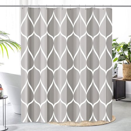 Lysegrå Bruseforhæng 72 x H 72 med 12 Plastikkroge