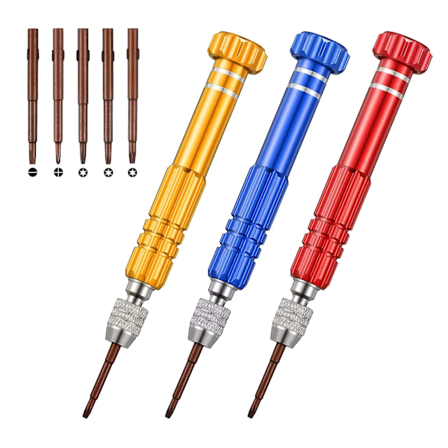 18-delad glasögonreparationsskruvmejselset, precisionsskruvmejsel reparationsverktygssats med 15 utbytestoppar för telefon