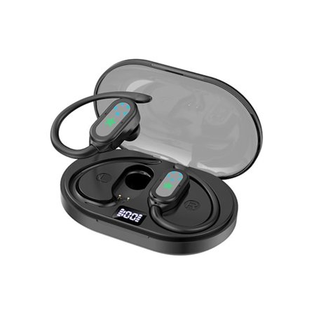 Bluetooth 5.4 In Ear Hanging LED Digital Display HiFi Ljudkvalitet Högdefinitions Samtal Riktningsbestämda Trådlösa Öronproppar(Svart)