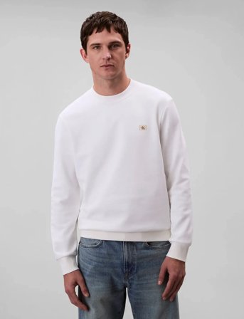 Calvin Klein Jeans Ls Eu 350Terry Badge Cn Swtshrt - White - XXL