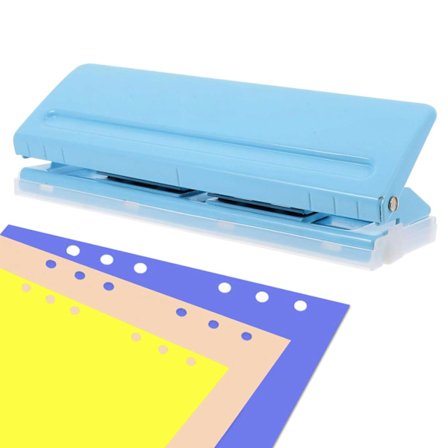 6-hulls hullmaskin for A4- og A5-papir - Justerbar metallhullmaskin for 6 ark - Egnet for kalendere og mapper (Lyseblå)