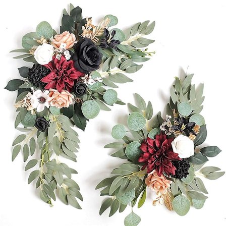 2 st blomsterbågar bröllopsdekorationer konstgjorda blommor för bröllopsceremoni skylt blommor för båge för bröllop