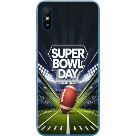 Yhteensopiva Puhelinkuori Xiaomi Redmi 9AT Super Bowl Day juliste, jossa amerikkalainen jalkapallo valaistuksella varustetulla areenalla dramaattisess