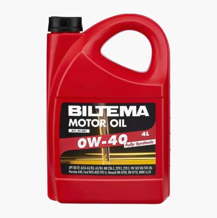 Helsyntetisk motorolja 0W-40 ACEA A3/B3 A3/B4 4 liter - Biltema