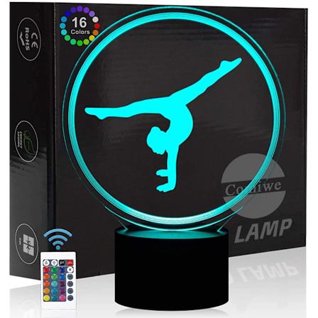 Gymnastik Yoga 3D Illusions nattlys leker, 16 farger skifter smart berøring og fjernkontroll, hjemmedekor LED nattbord lampe, jul