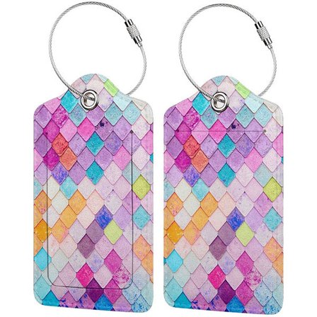 2 stk. bagasjelapper, personvernomslag ID-etikett med rustfritt stål L