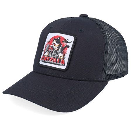 Kiddo Cap - Schwarz trucker Cap - Kids Catzilla Patch Black Trucker @ Hatstore