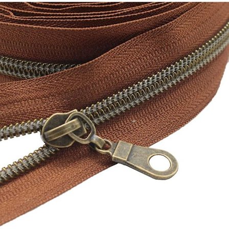 #5 Antik mässing metallisk nylon spole blixtlås per meter bulk spole blixtlås rulle 10 meter med 25 st drar för DIY sömnad hantverk väskor (brun)
