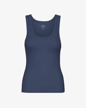 Women Organic Rib Tank Top - Petrol Blue XL