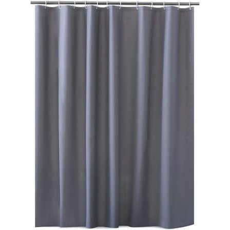 Suihkuverho 180 x 200 cm harmaa vedenpitävä pestävä EVA-suihkuverho 12 koukulla, antibakteerinen kylpyhuoneen suihkuverho