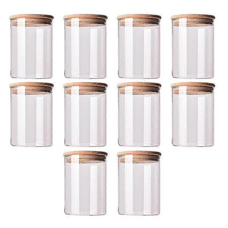 10 st Bambu Trälåda Glasburk Lufttät Behållare Kök Förvaringsflaskor Burkar Matbehållare Te C-Sy