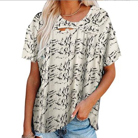 Kortärmad T-shirt För Kvinnor Ihåliga Toppar