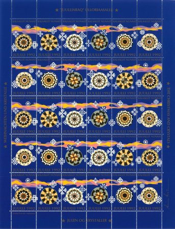 Grønland - julmärkeark 1992 - Utakket venstre og højre vertikal margin