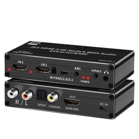 4K HDMI Switcher Ljud Extractor 2 in 1 Ut Väljare med R/L+Toslink SPDIF+COAXIAL