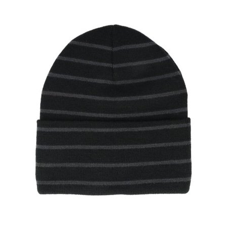 Beechfield - Svart cuff Beanie - Black/Graphite Grey Deep Striped Cuff @ Hatstore