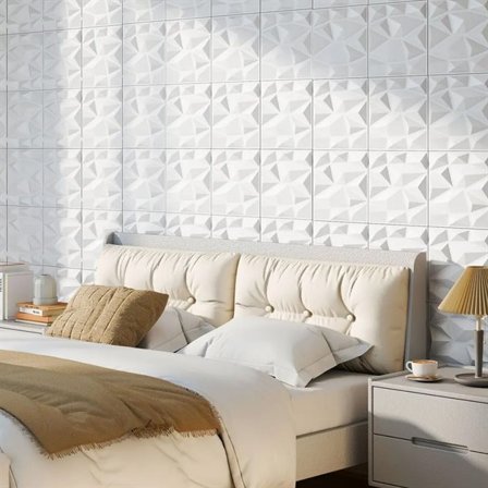 3D väggpaneler i diamantdesign – 50-pack, 4,5 m²