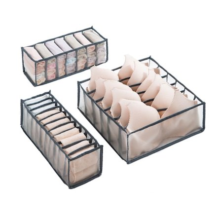 3-pack underklädesförvaringslådor, hopfällbar förvaringslåda