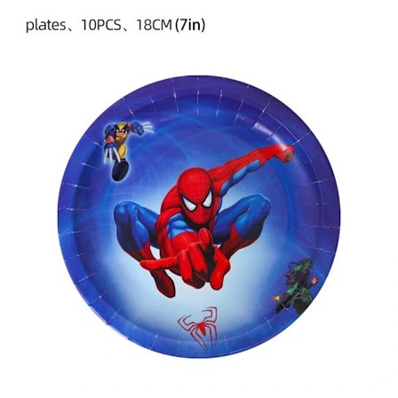 Superhelt Spiderman Tema Barnebursdag Serviett Krus Bursdagsfest Dekorationssett 7" Papptallerkener (10 stk)