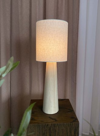 Linde gulvlampe/bordlampe - tre/linskjerm