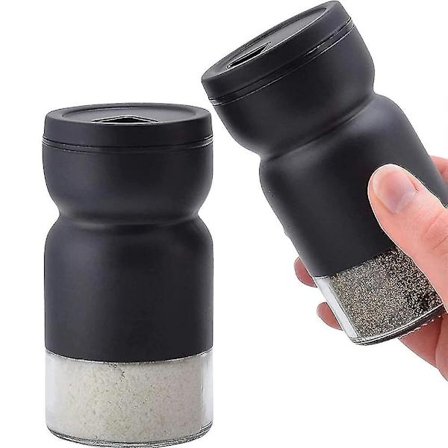 Glass Salt- og Pepperkvernsett med Justerbare Hull, Landlig Stil (2 stk)